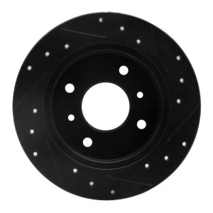 Infiniti G20 Brake Rotor (1) - Rear Left - R1 Concepts - Drilled & Slotted - Black - `90-`06